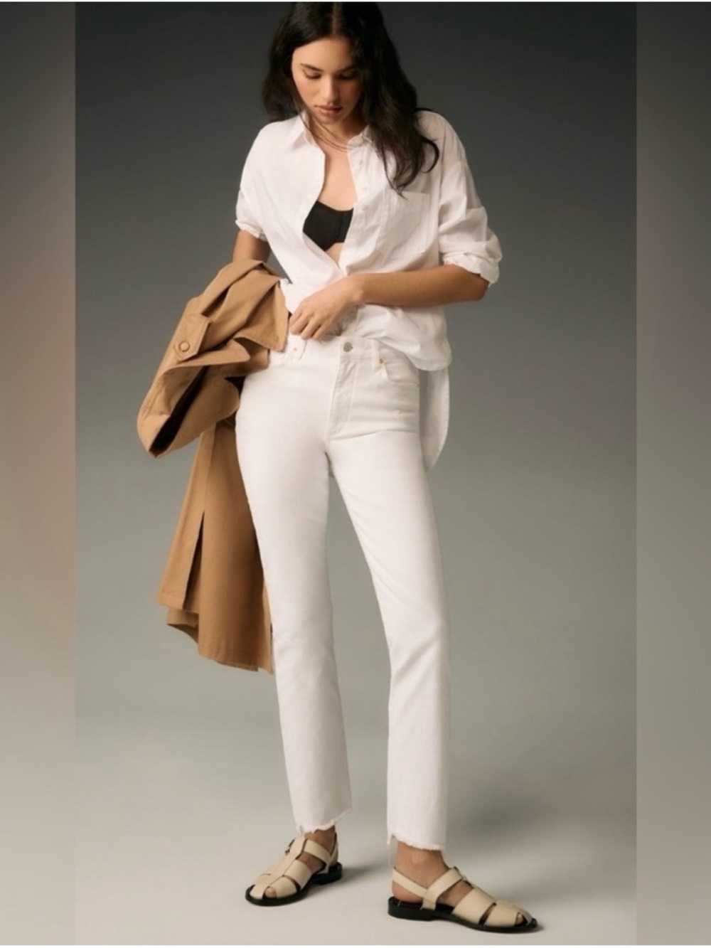 PAIGE Cindy White Straight Leg Jeans